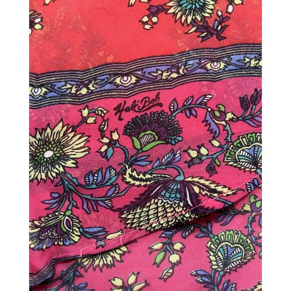 Hale Bob Silk Print Beaded Size Small Cabana Peasant Top Boho Chic Resort Blouse - Picture 4 of 12